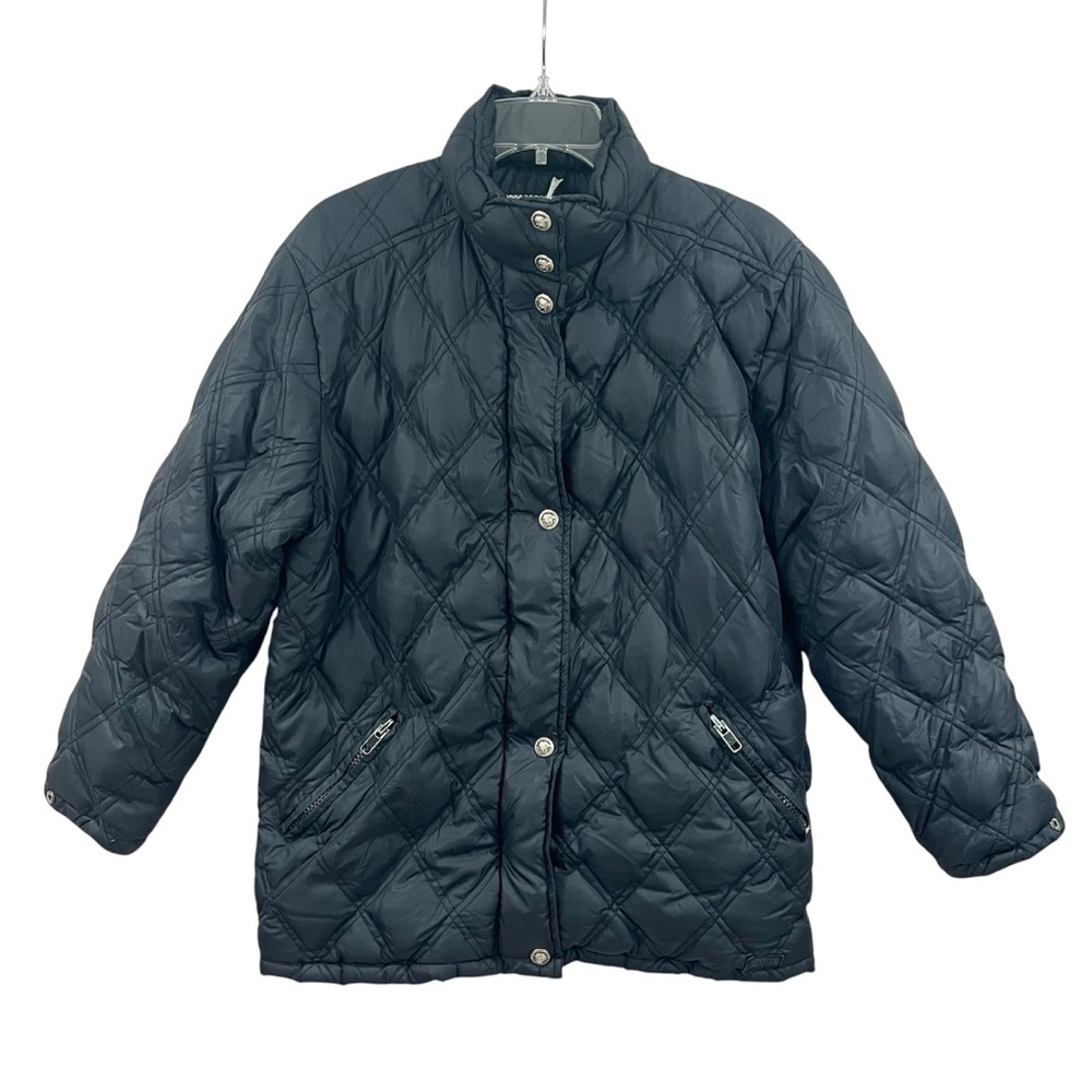 Vintage Y2K Versace Sport Black Goose Down Quilted Puffer Parka Insulated Coat
